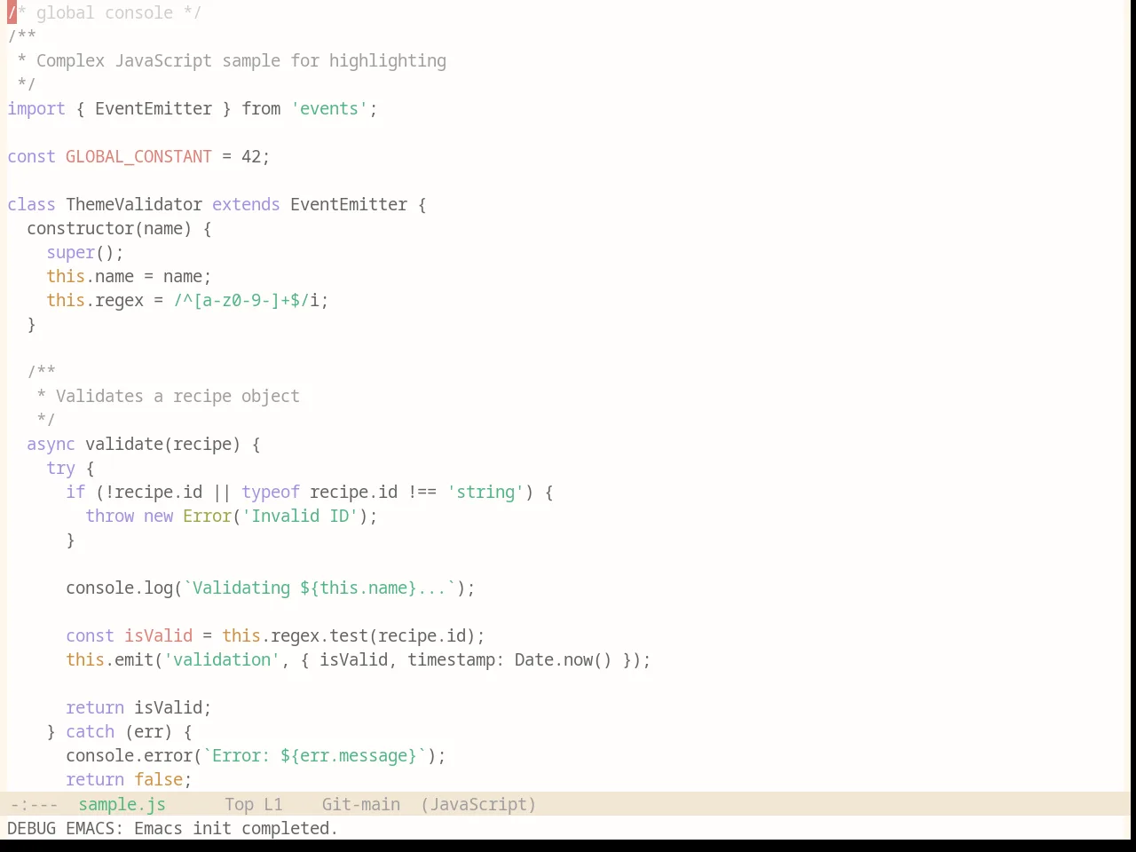Base16 Penumbra Light Contrast Plus Theme in javascript-mode