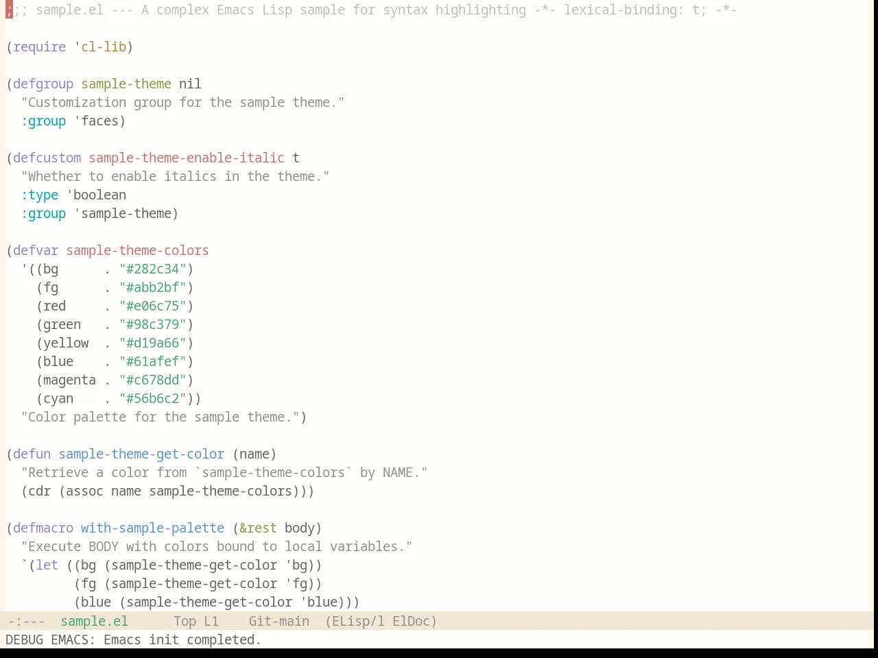 Base16 Penumbra Light Theme in emacs-lisp-mode