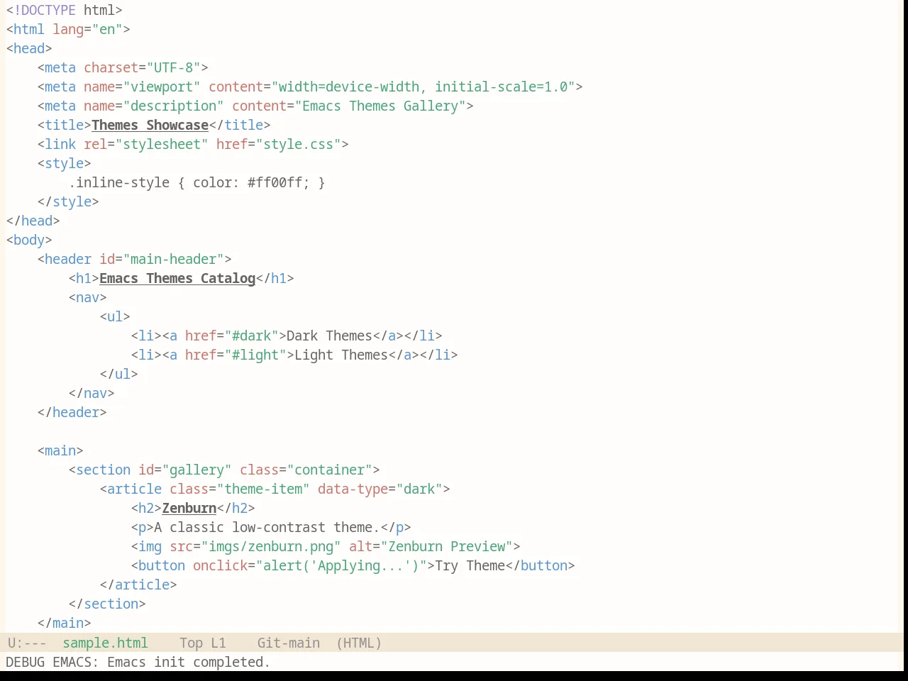 Base16 Penumbra Light Theme in html-mode