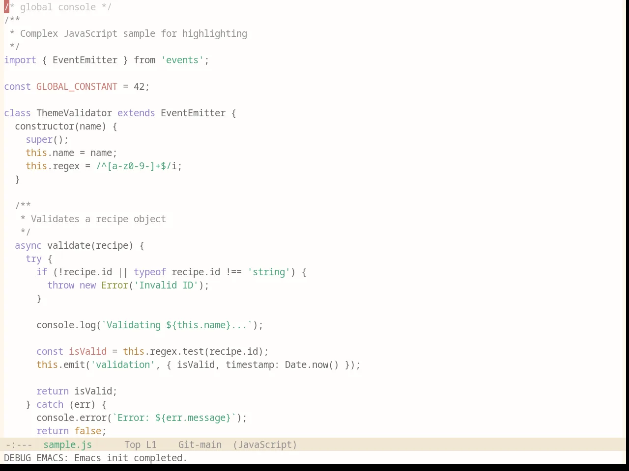 Base16 Penumbra Light Theme in javascript-mode