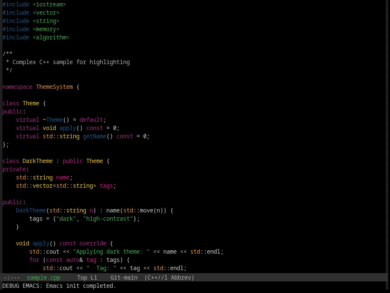 Base16 Pop Theme in c++-mode