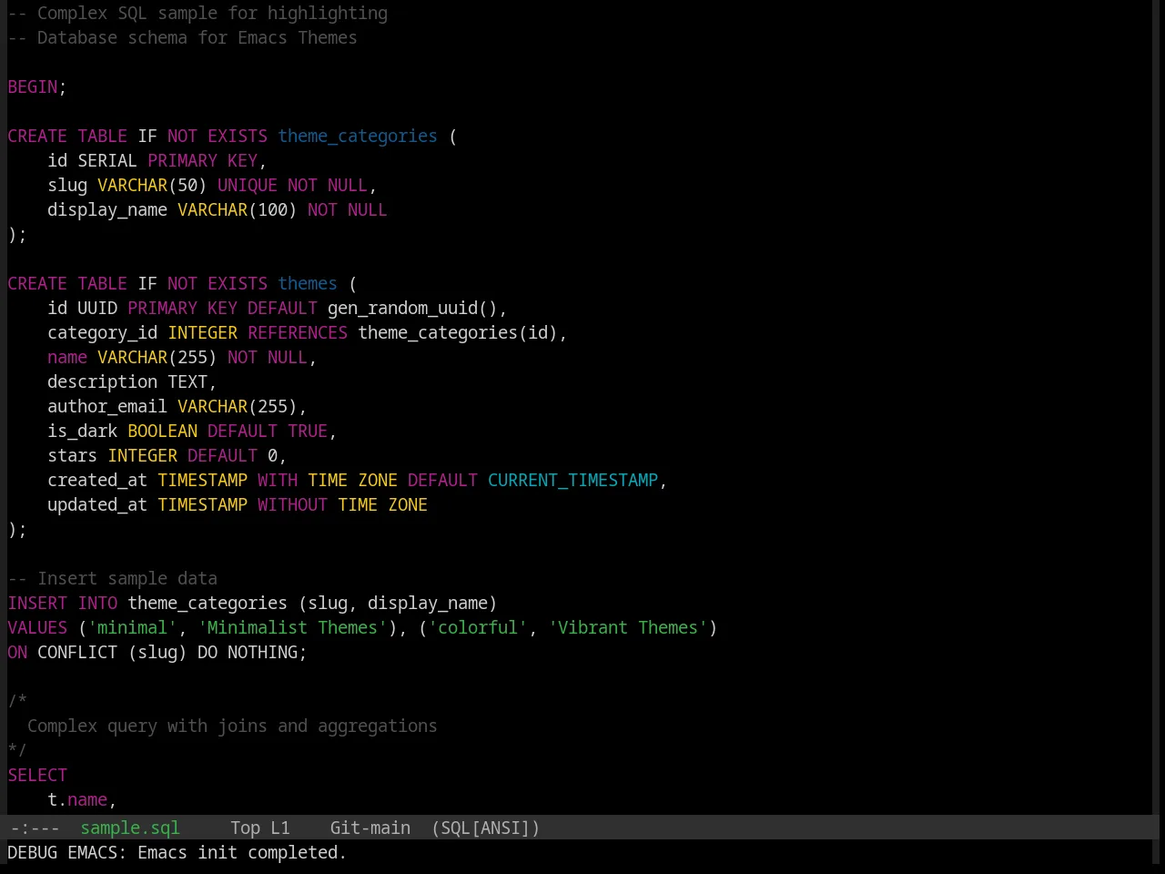 Base16 Pop Theme in sql-mode