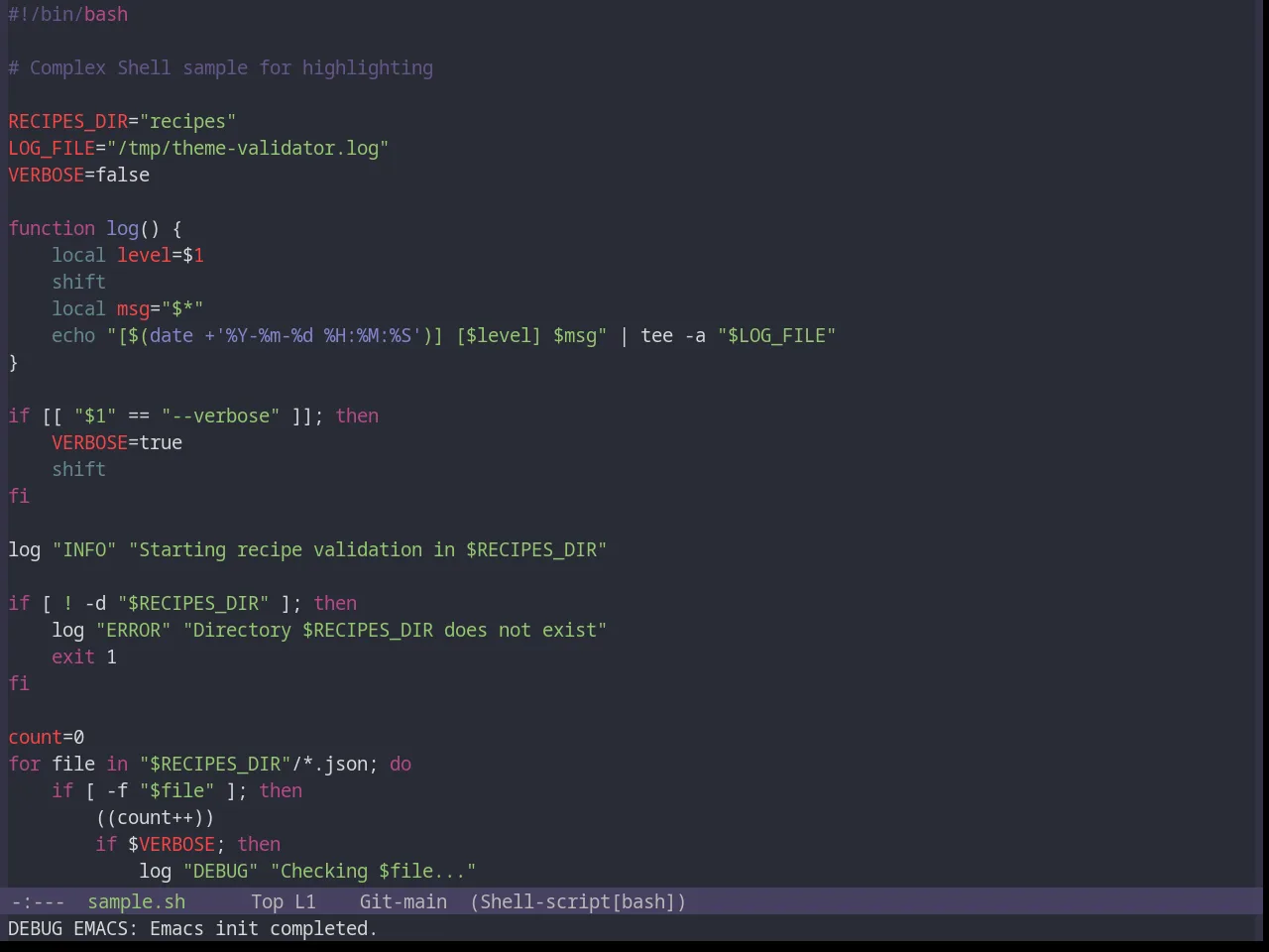 Base16 Porple Theme in sh-mode