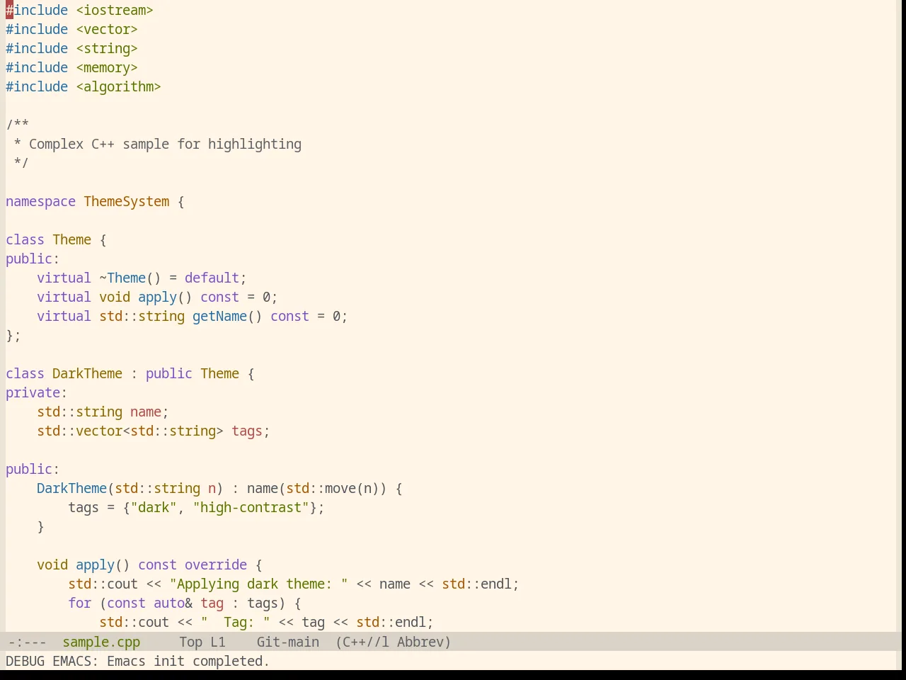 Base16 Precious Light Warm Theme in c++-mode