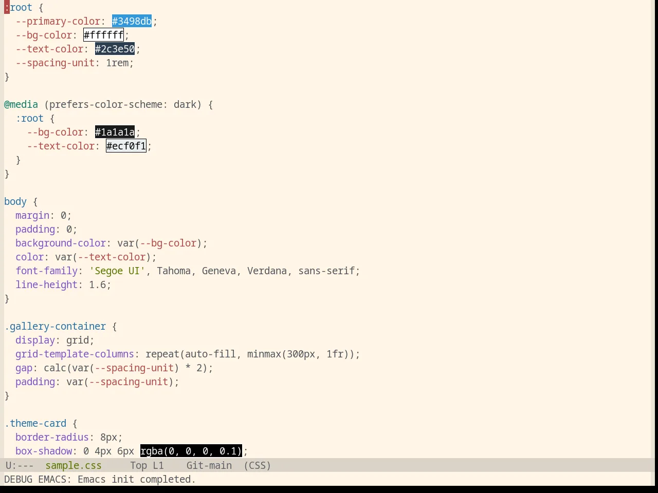Base16 Precious Light Warm Theme in css-mode