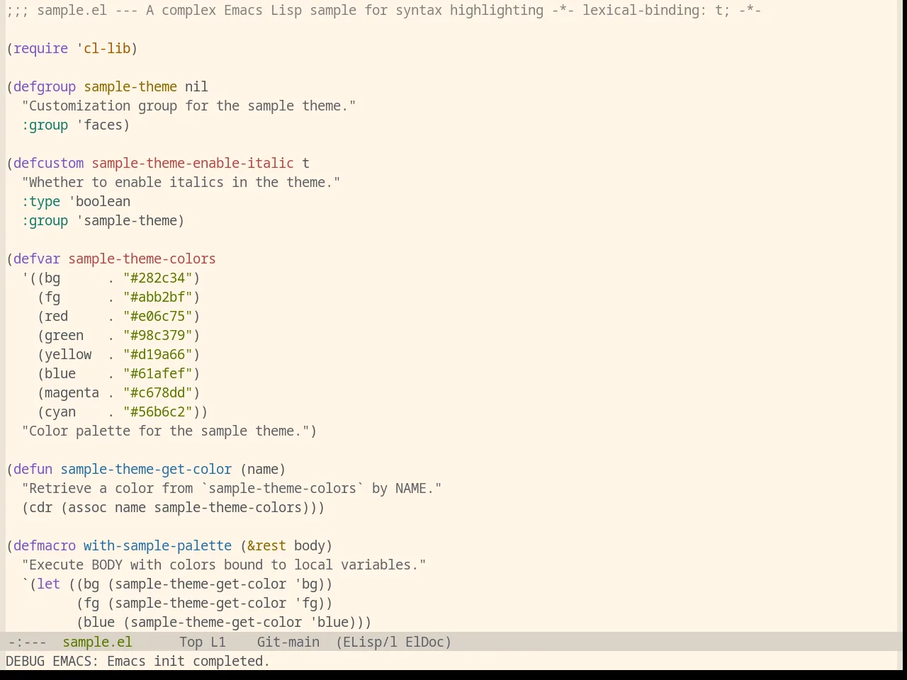 Base16 Precious Light Warm Theme in emacs-lisp-mode