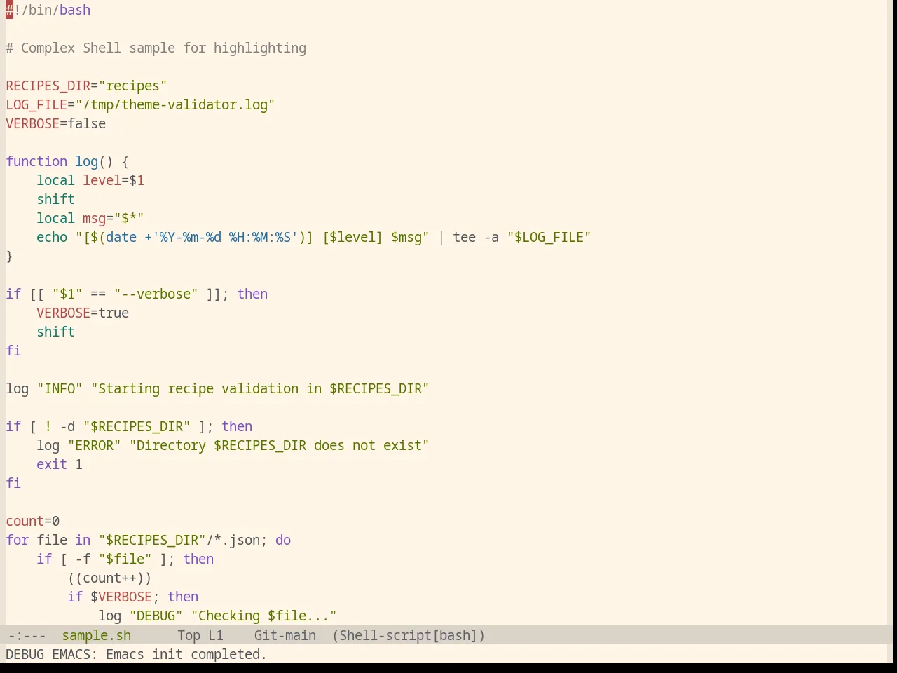 Base16 Precious Light Warm Theme in sh-mode