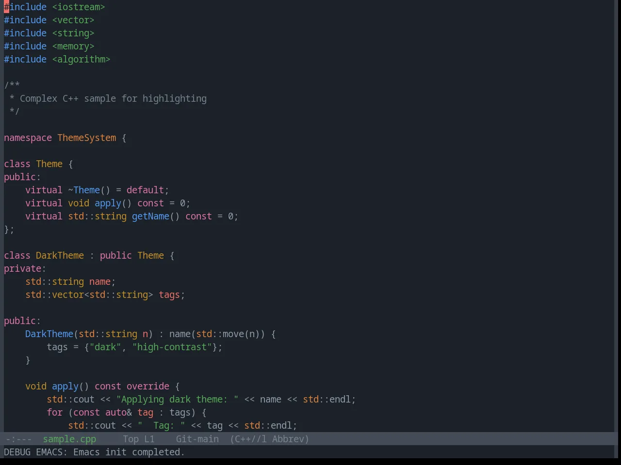 Base16 Primer Dark Dimmed Theme in c++-mode