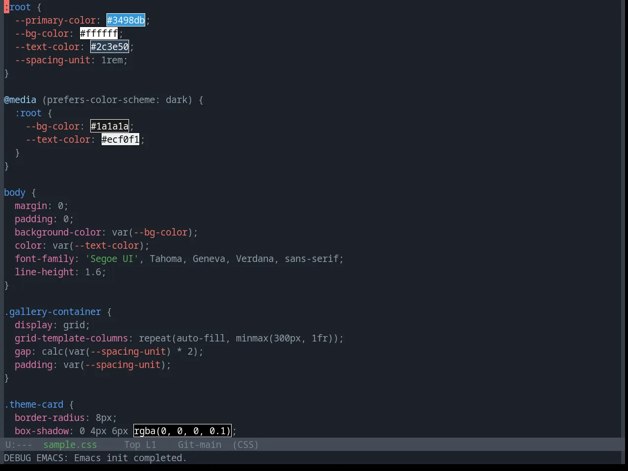 Base16 Primer Dark Dimmed Theme in css-mode