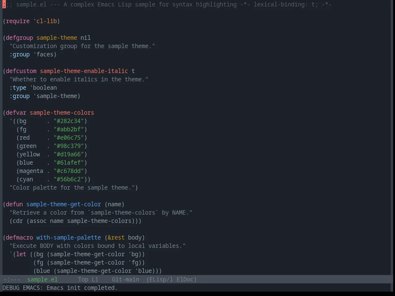 Base16 Primer Dark Dimmed Theme in emacs-lisp-mode