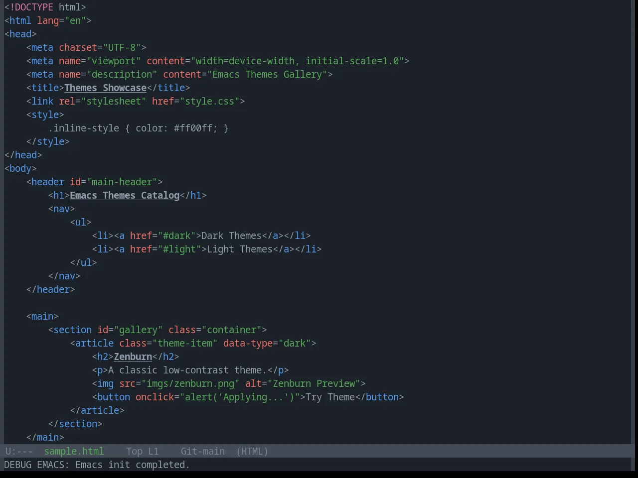 Base16 Primer Dark Dimmed Theme in html-mode