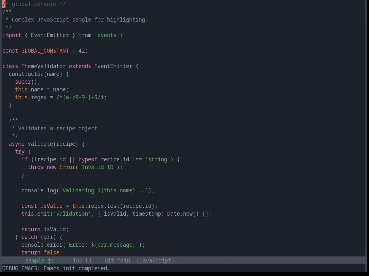 Base16 Primer Dark Dimmed Theme in javascript-mode