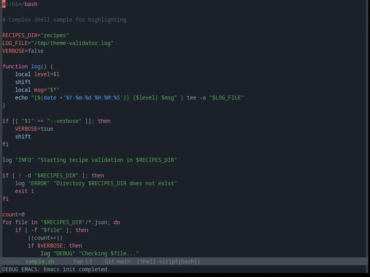 Base16 Primer Dark Dimmed Theme in sh-mode