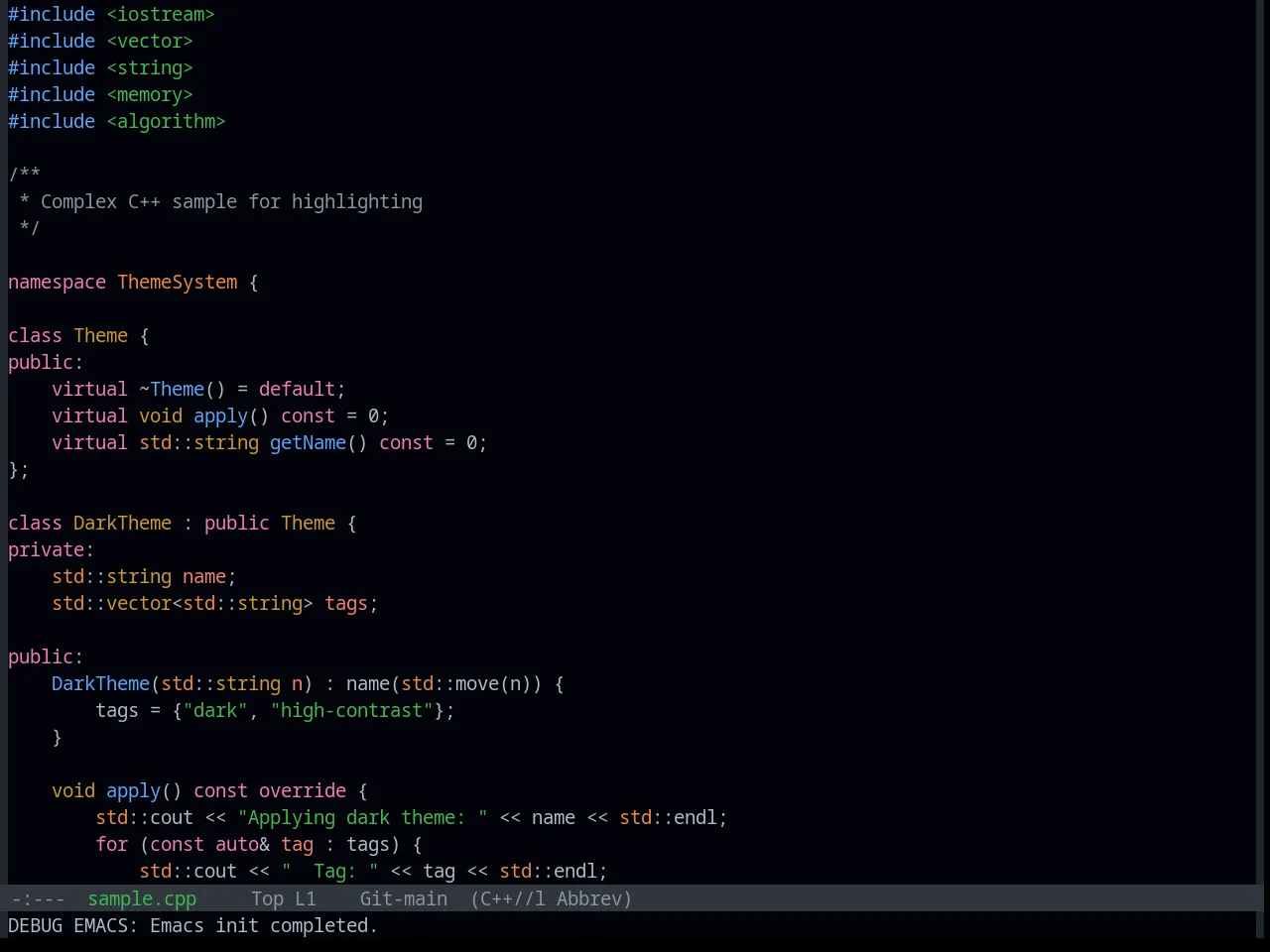 Base16 Primer Dark Theme in c++-mode