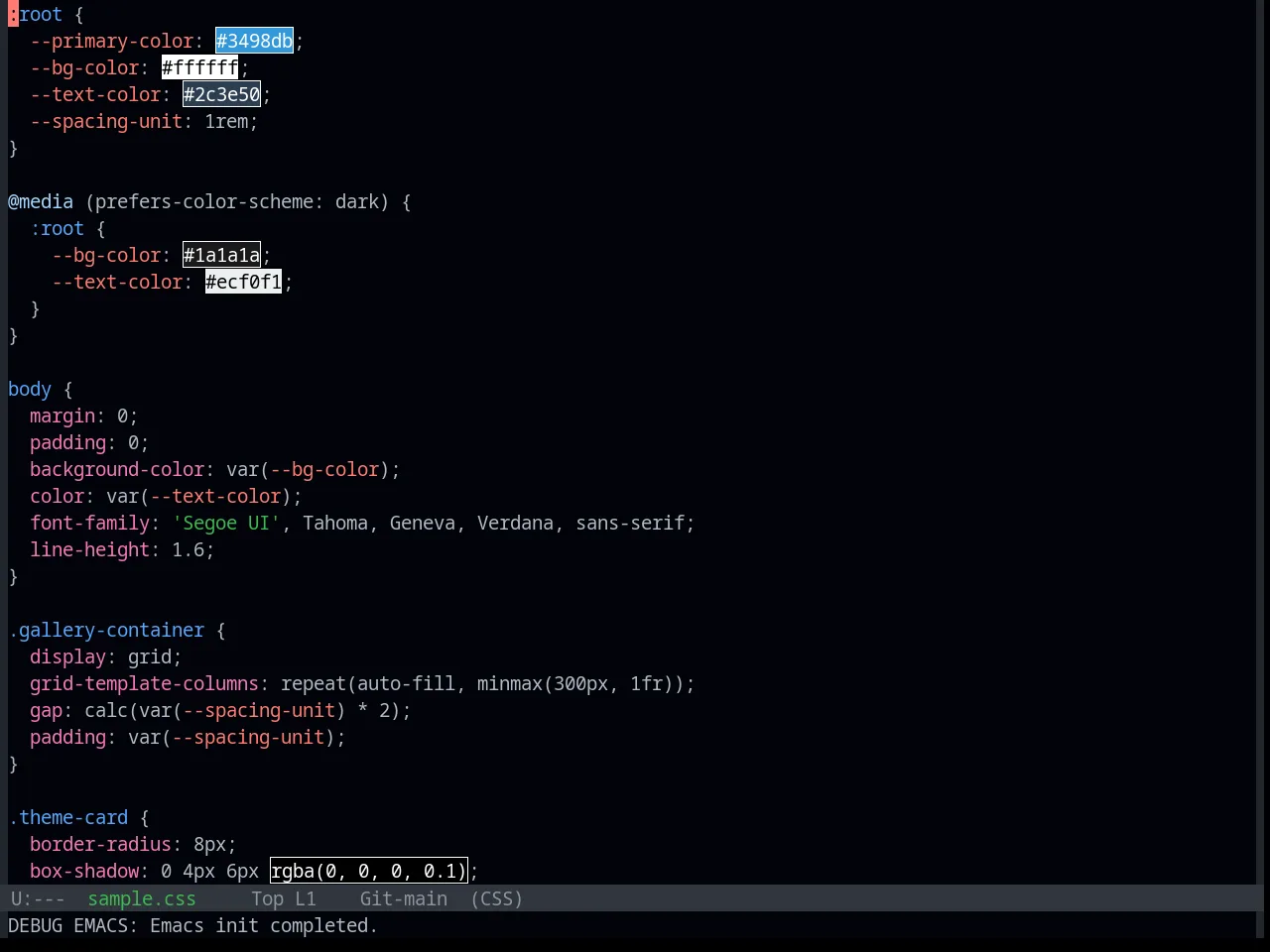 Base16 Primer Dark Theme in css-mode