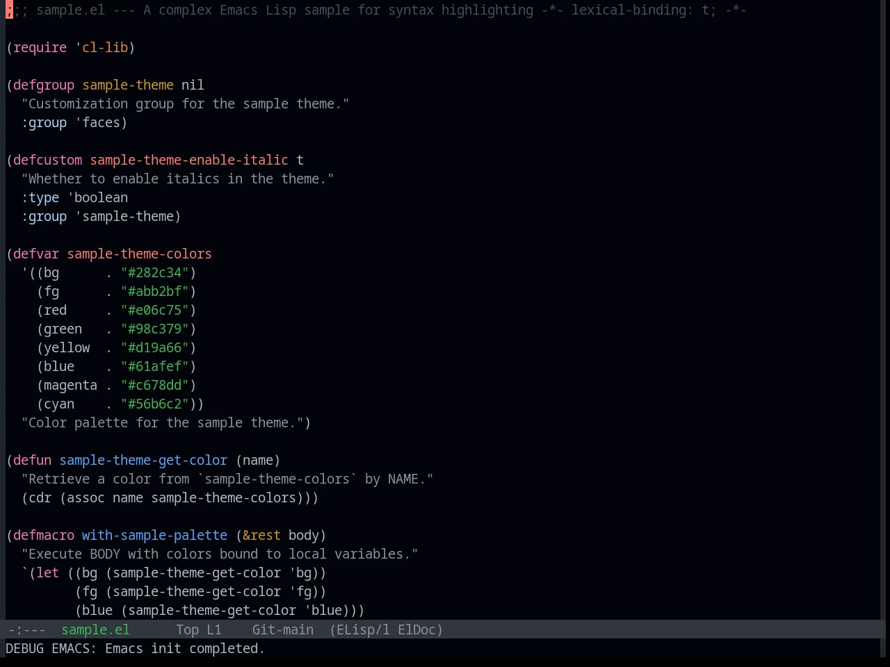 Base16 Primer Dark Theme in emacs-lisp-mode