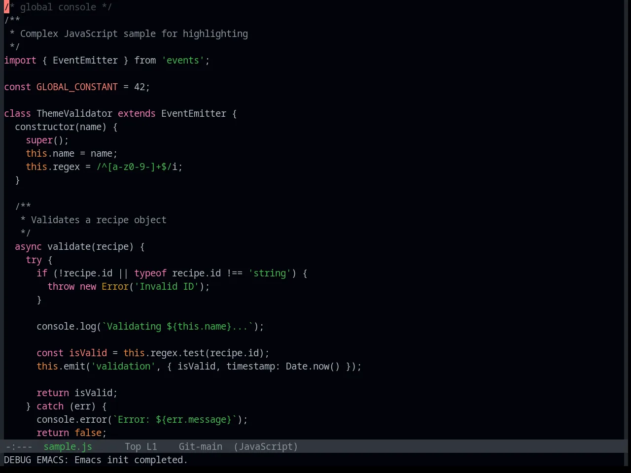 Base16 Primer Dark Theme in javascript-mode