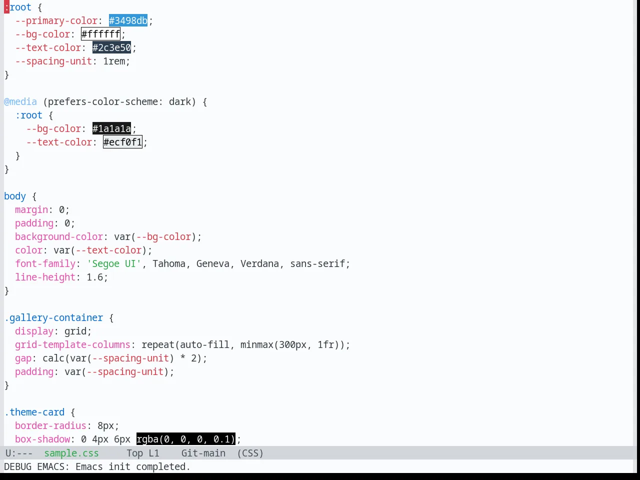 Base16 Primer Light Theme in css-mode