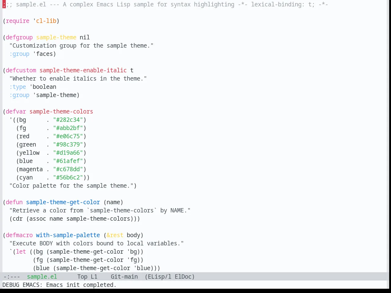 Base16 Primer Light Theme in emacs-lisp-mode