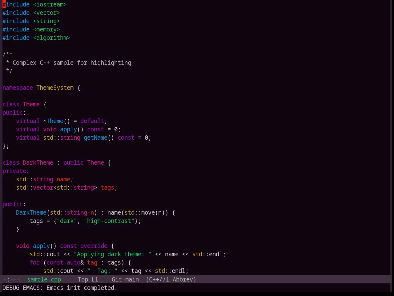 Base16 Purpledream Theme in c++-mode