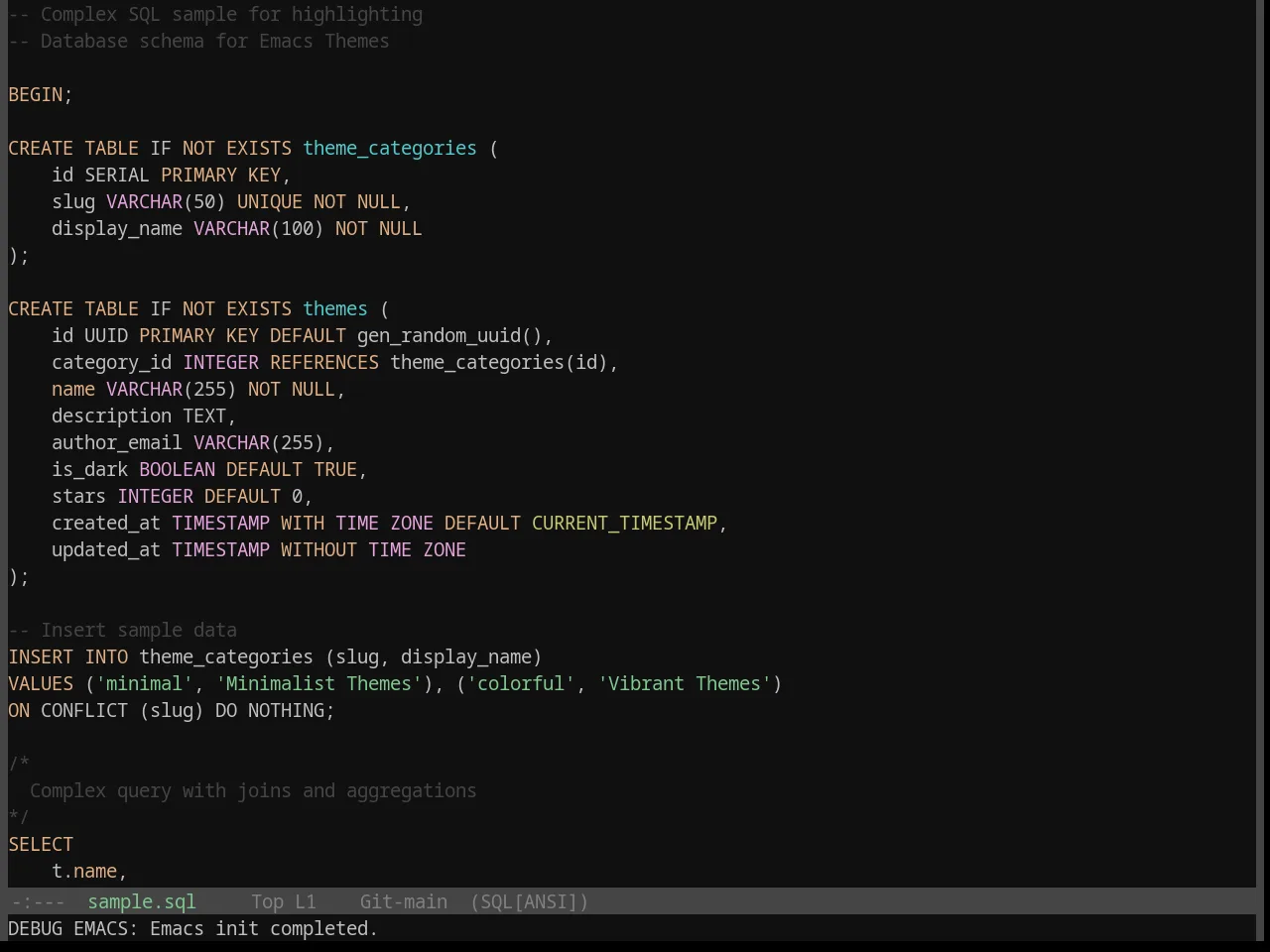 Base16 Qualia Theme in sql-mode