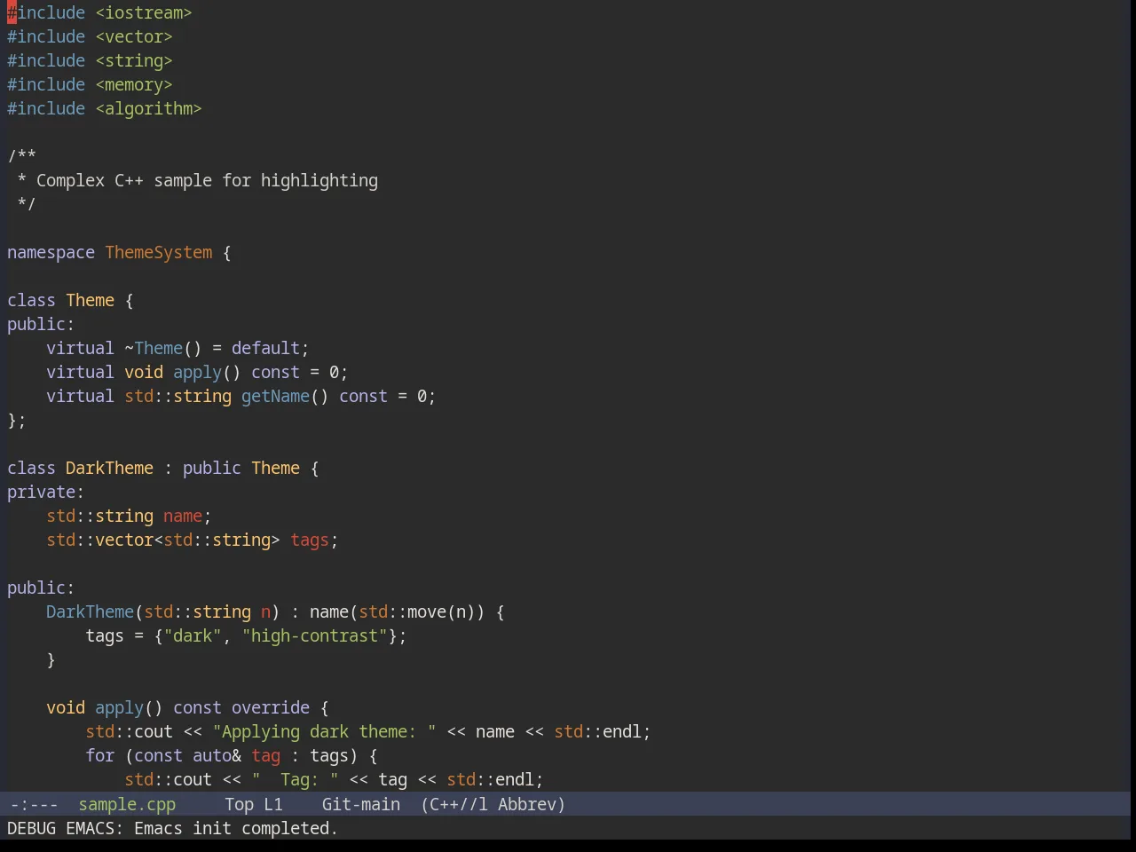 Base16 Railscasts Theme in c++-mode