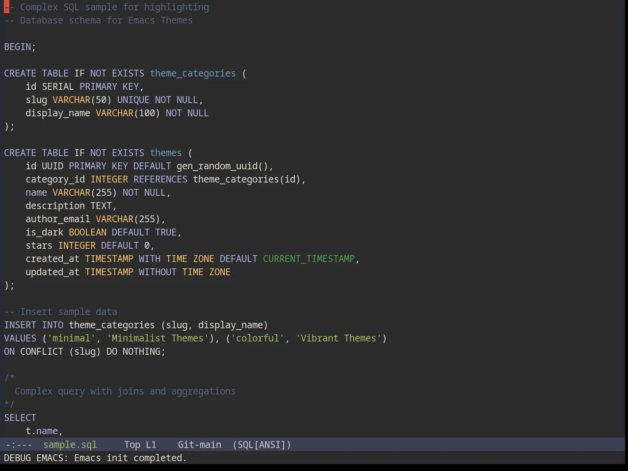 Base16 Railscasts Theme in sql-mode