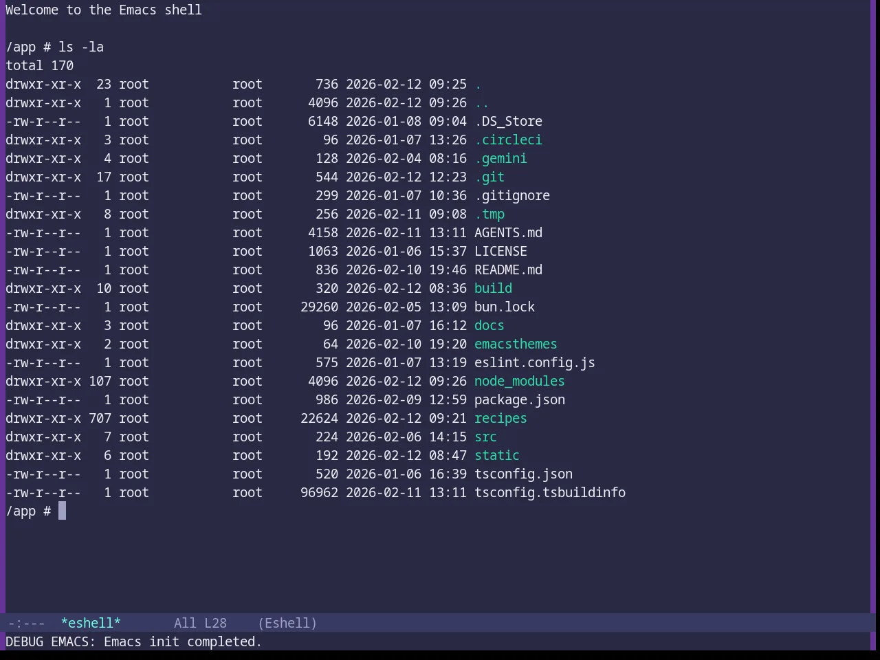 Base16 Rebecca Theme in eshell