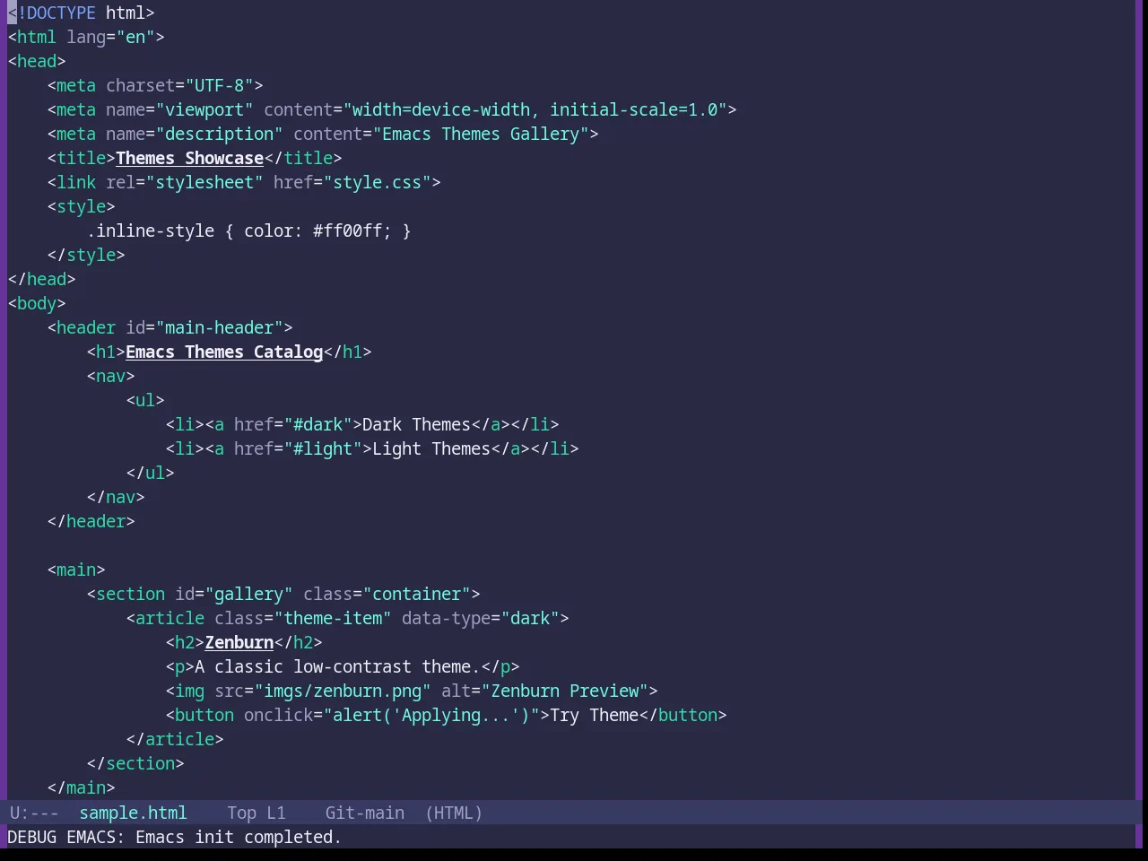 Base16 Rebecca Theme in html-mode