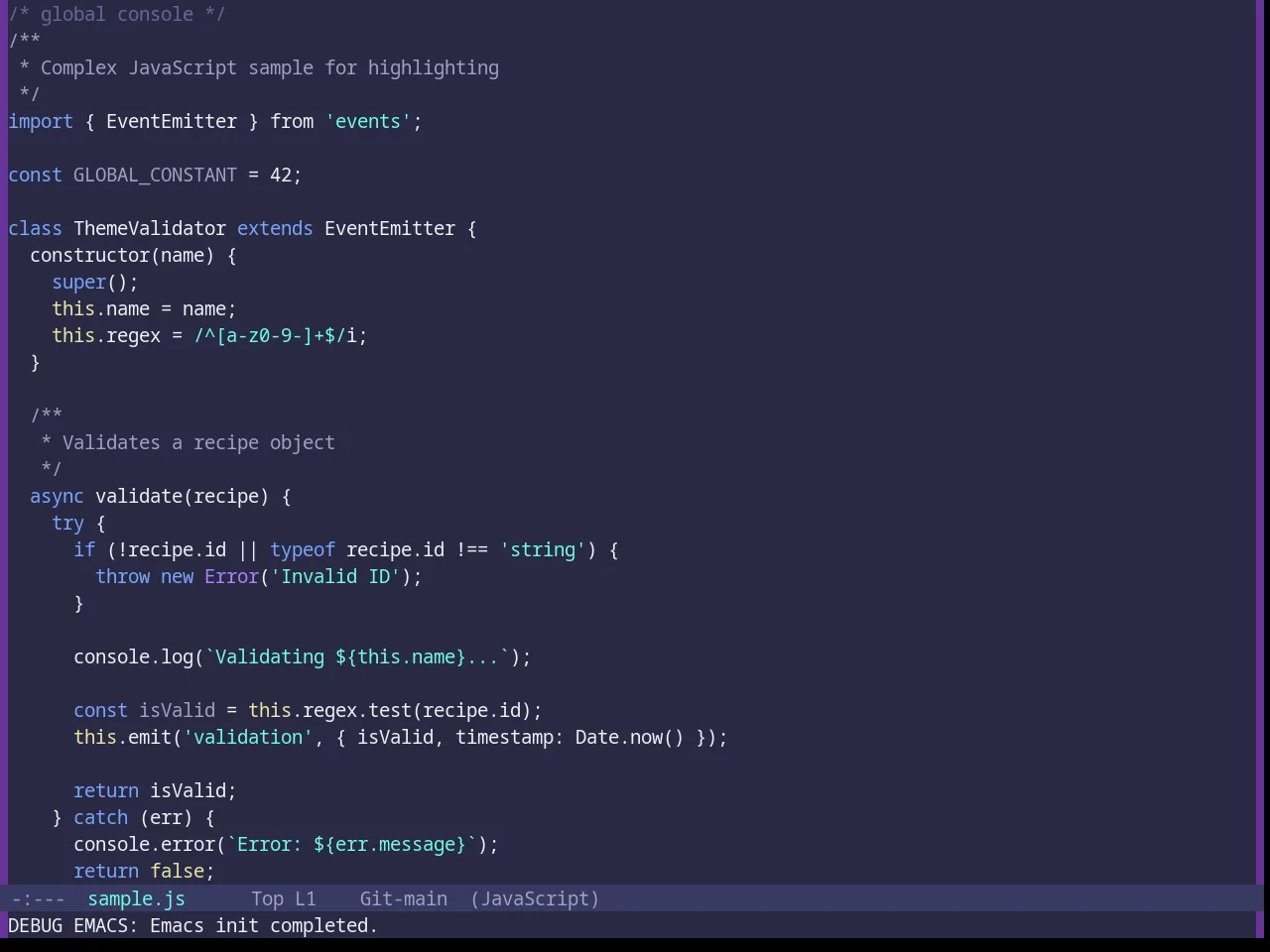 Base16 Rebecca Theme in javascript-mode