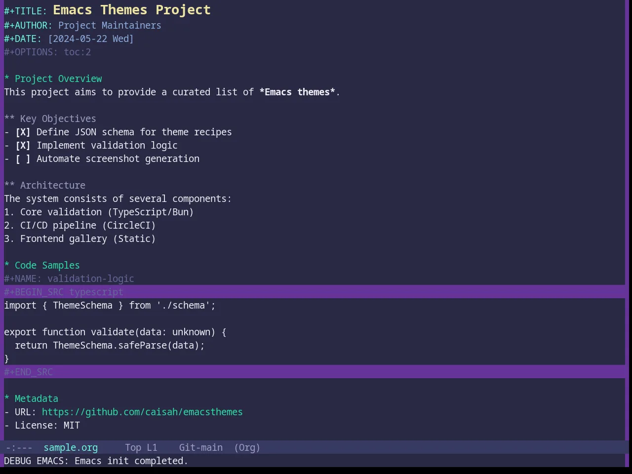 Base16 Rebecca Theme in org-mode