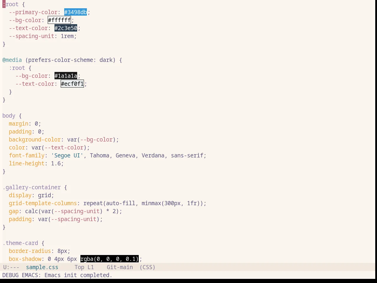 Base16 Rose Pine Dawn Theme in css-mode