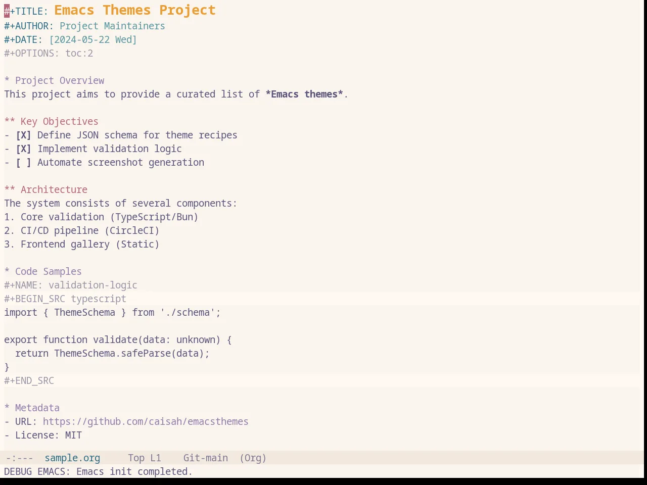 Base16 Rose Pine Dawn Theme in org-mode