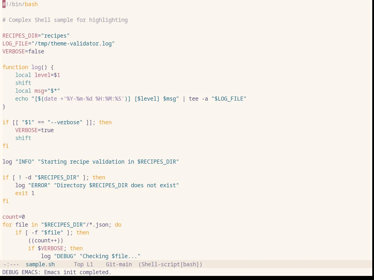 Base16 Rose Pine Dawn Theme in sh-mode