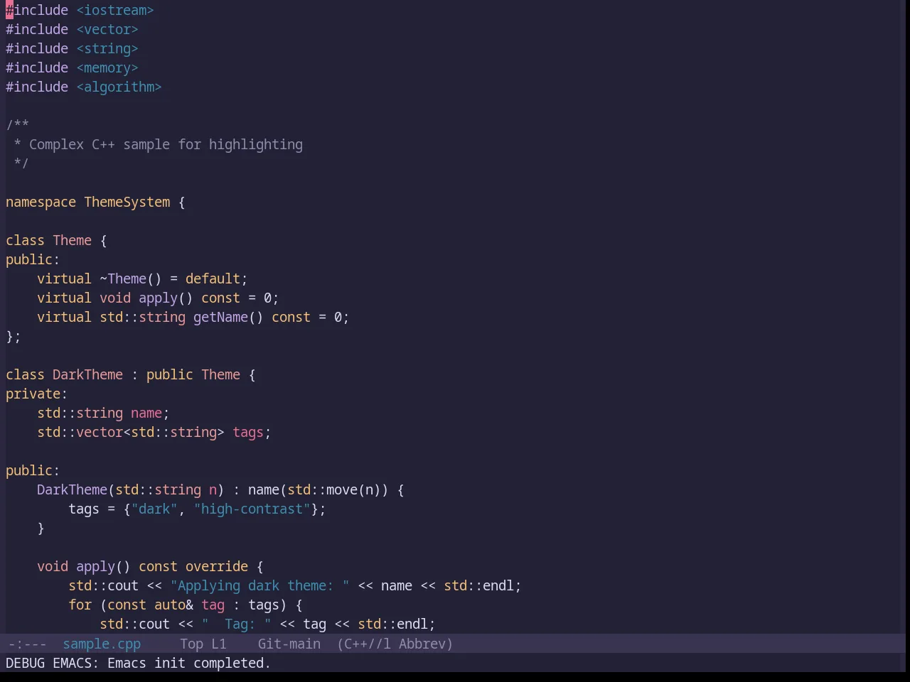 Base16 Rose Pine Moon Theme in c++-mode