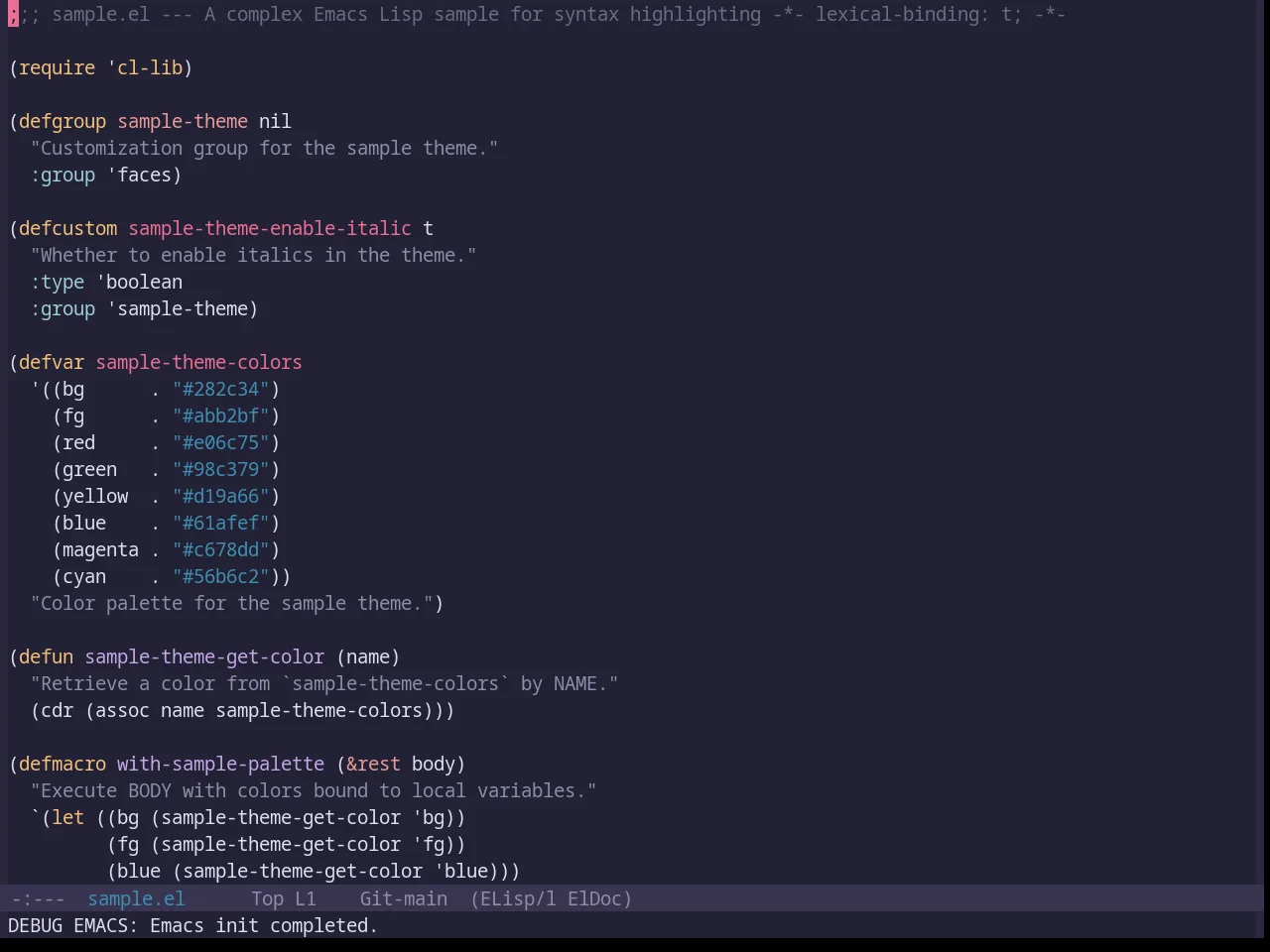 Base16 Rose Pine Moon Theme in emacs-lisp-mode