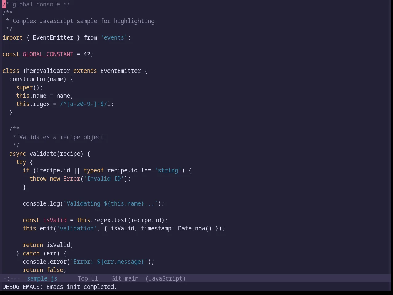 Base16 Rose Pine Moon Theme in javascript-mode