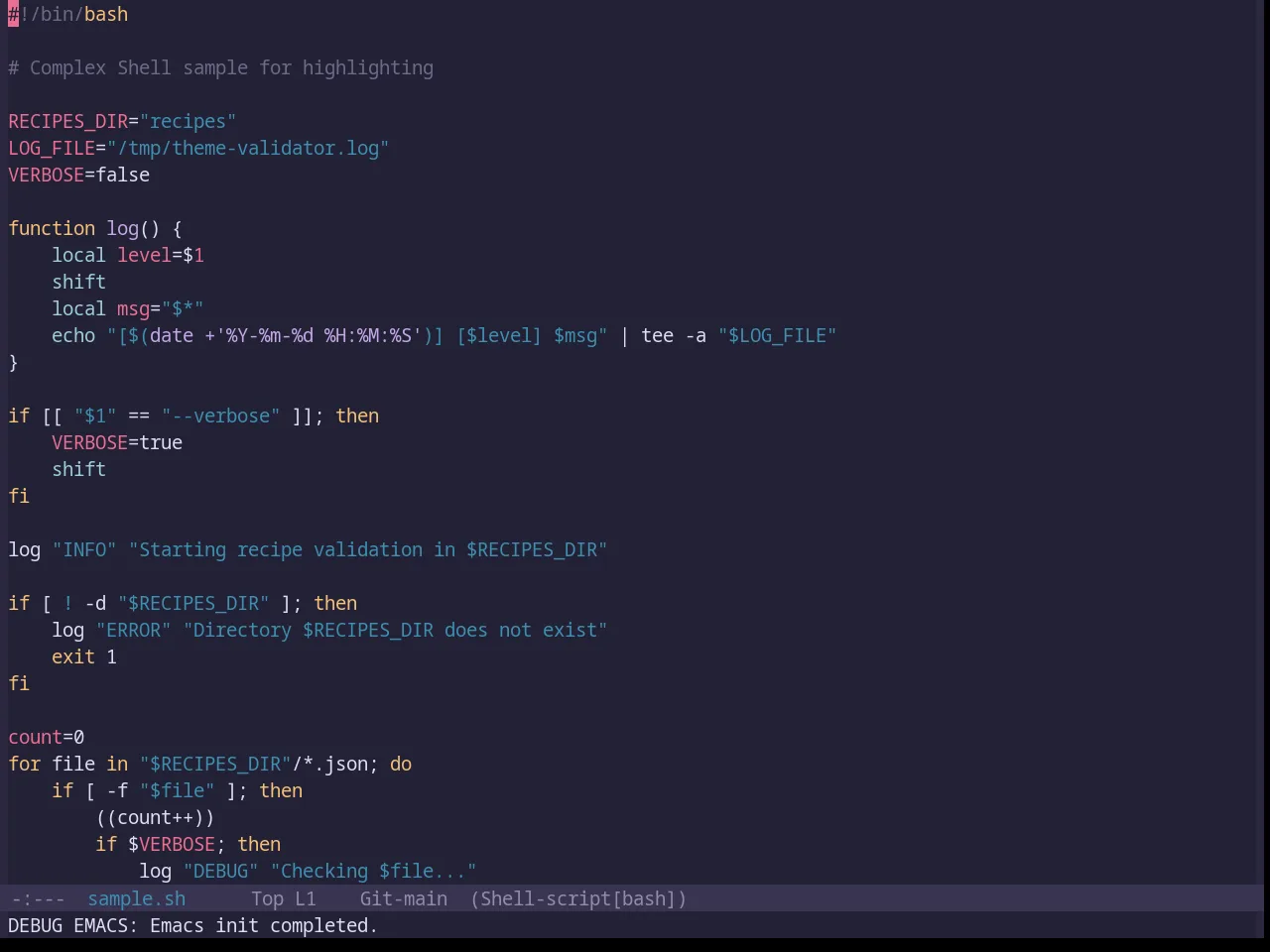 Base16 Rose Pine Moon Theme in sh-mode