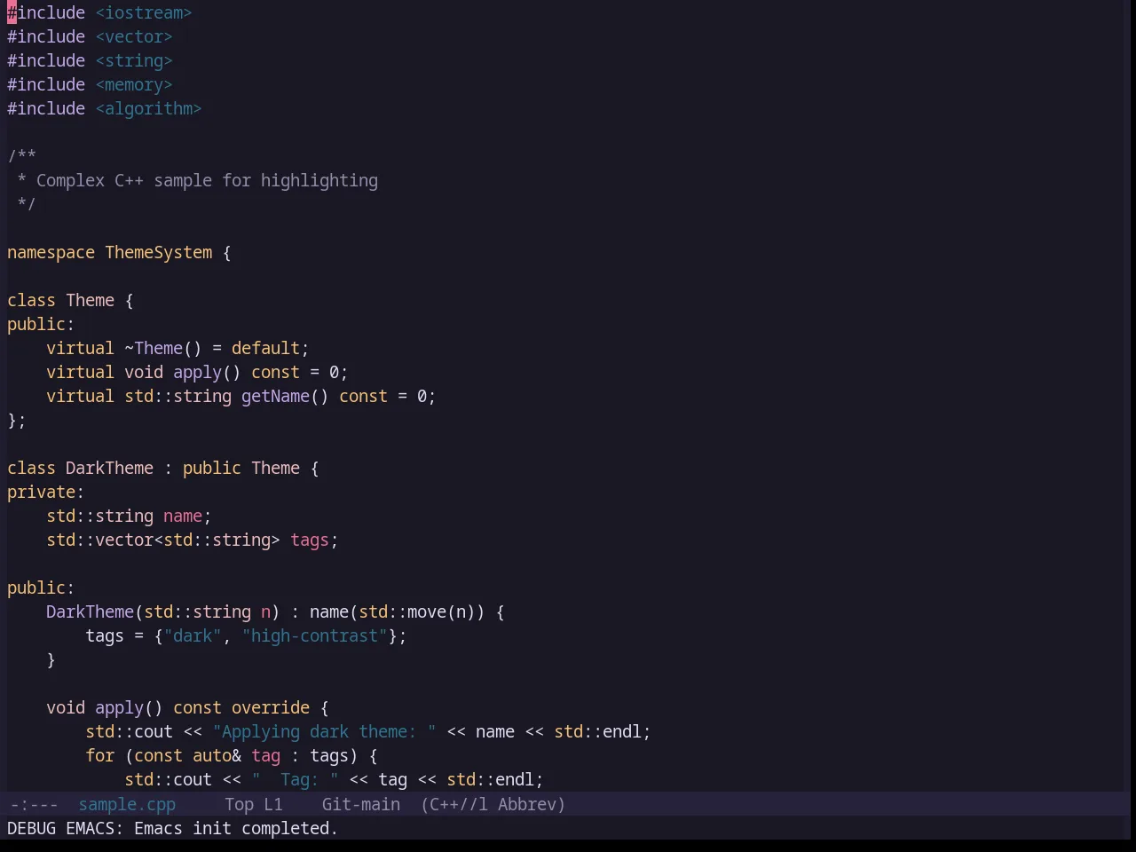 Base16 Rose Pine Theme in c++-mode