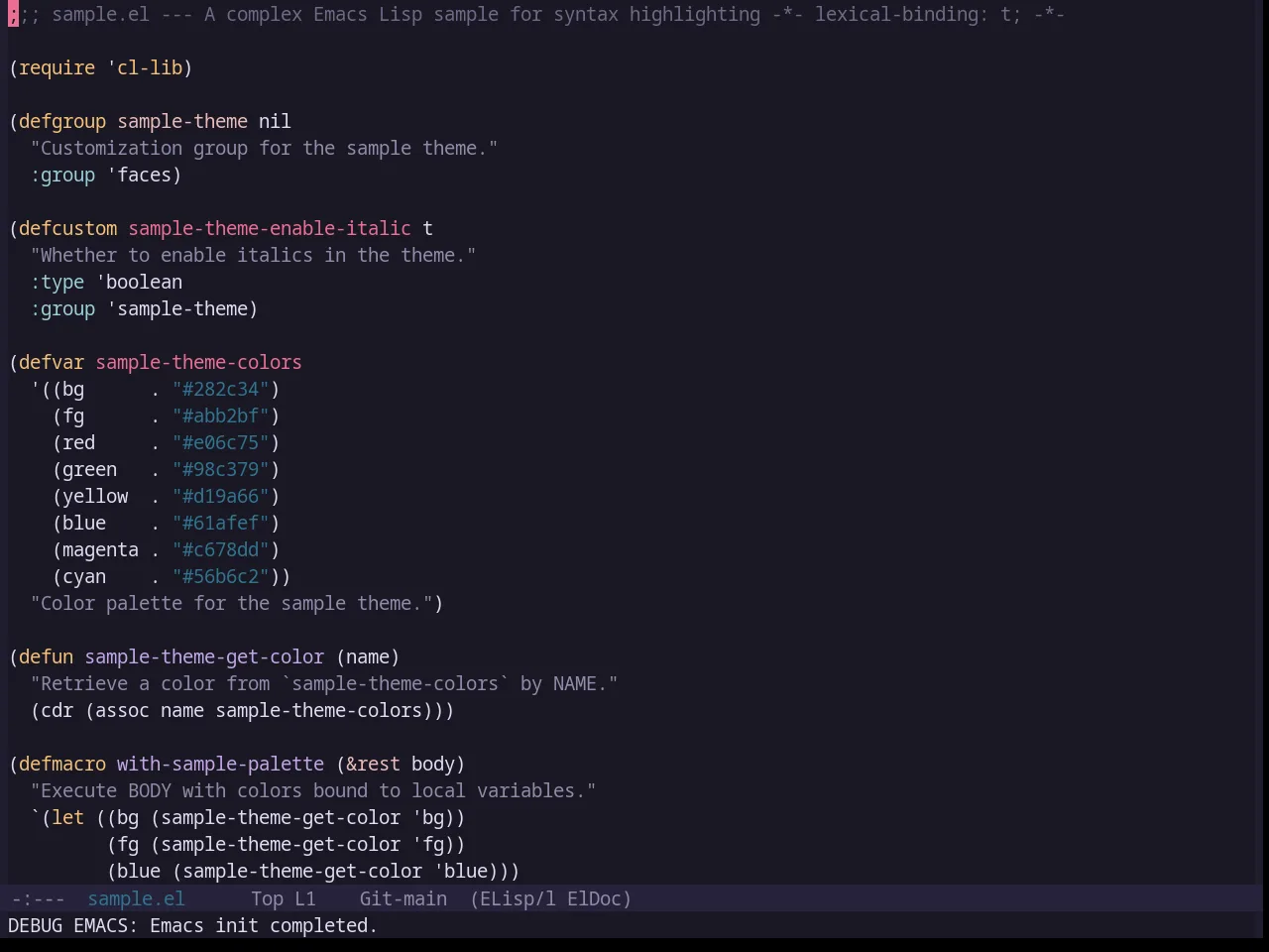 Base16 Rose Pine Theme in emacs-lisp-mode