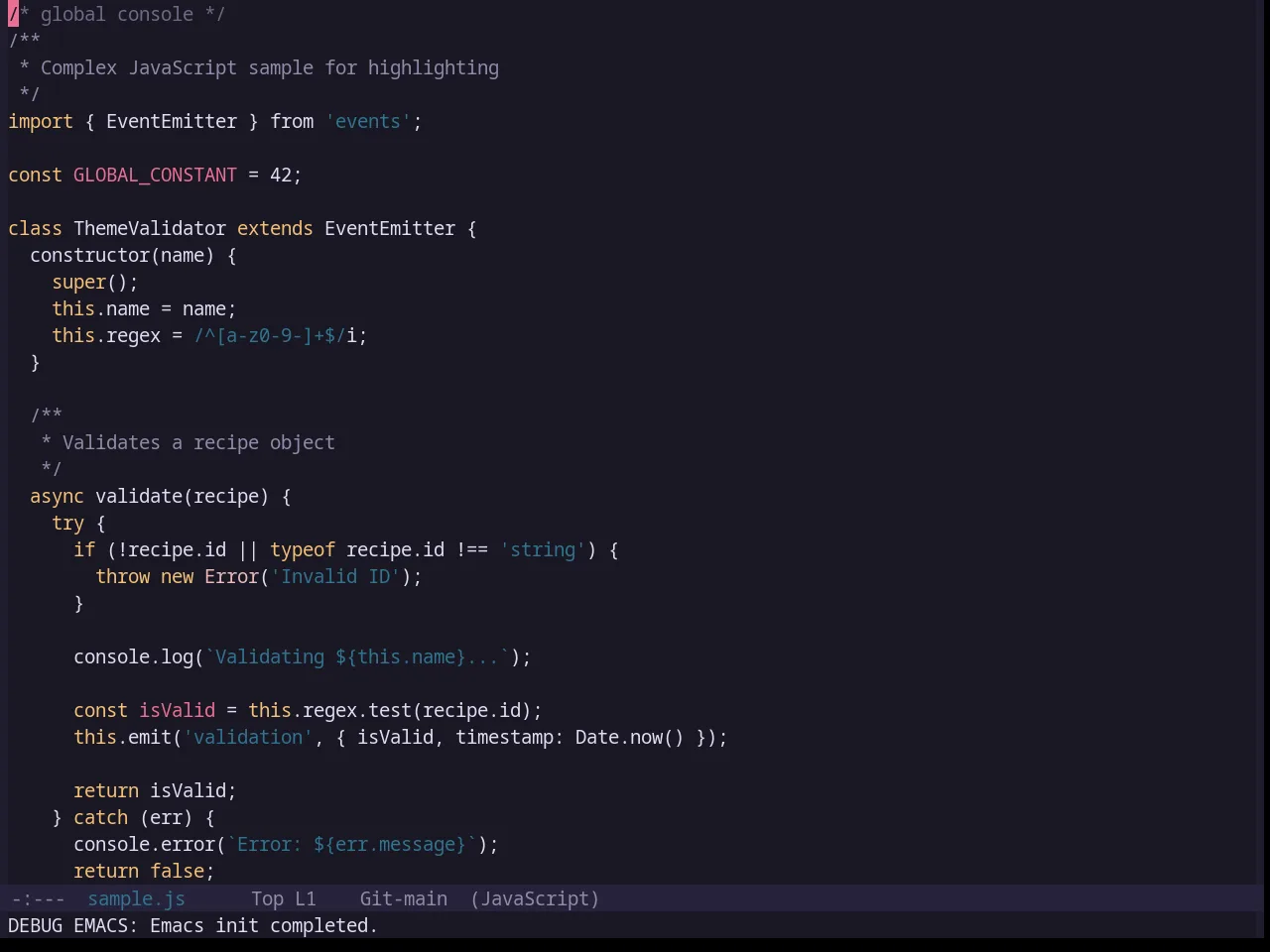 Base16 Rose Pine Theme in javascript-mode