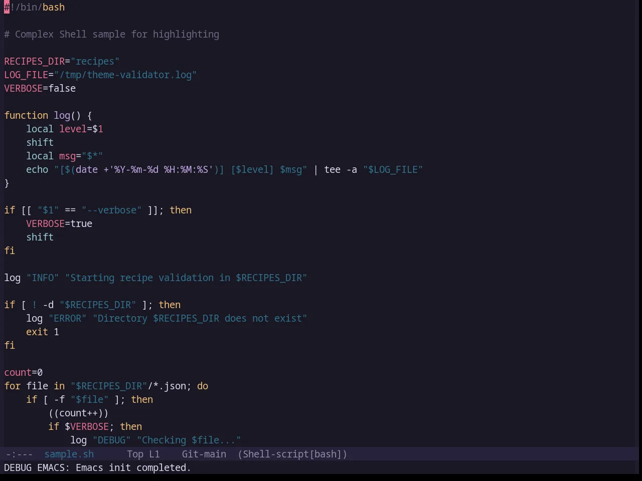 Base16 Rose Pine Theme in sh-mode