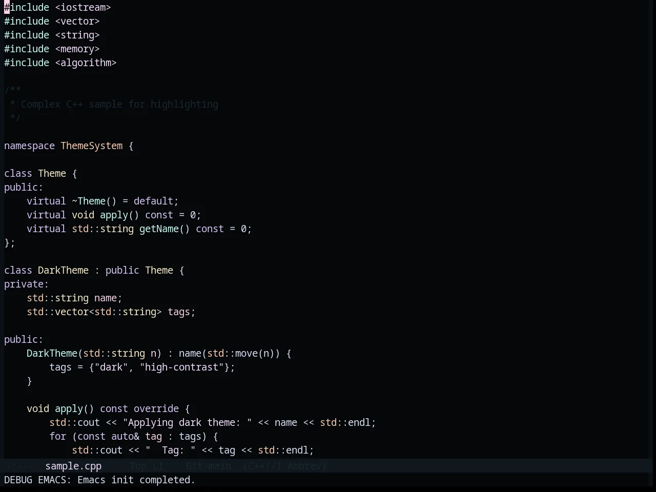 Base16 Saga Theme in c++-mode