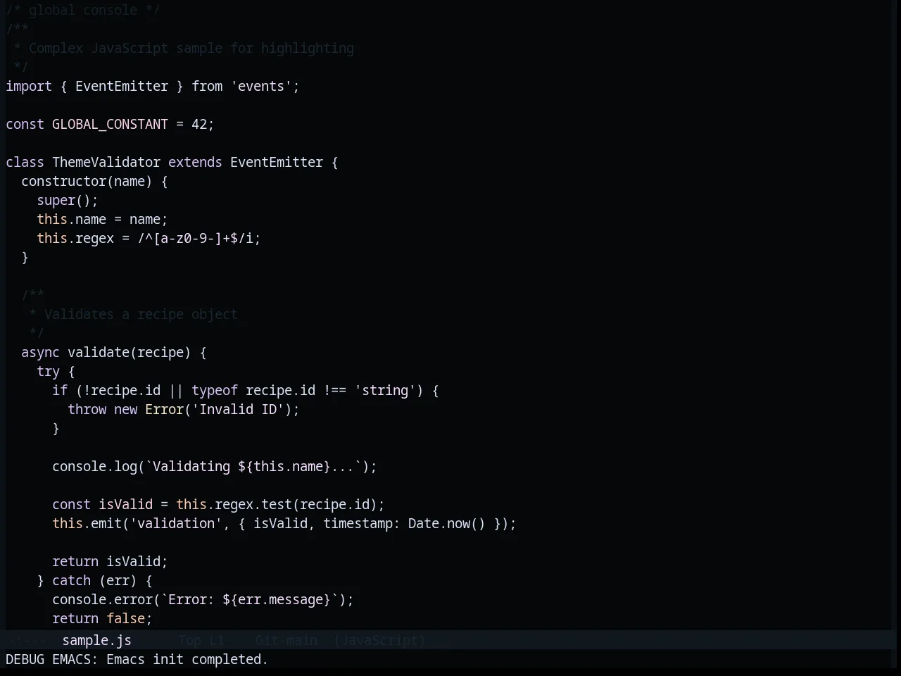 Base16 Saga Theme in javascript-mode