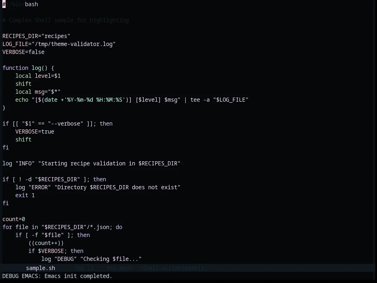 Base16 Saga Theme in sh-mode