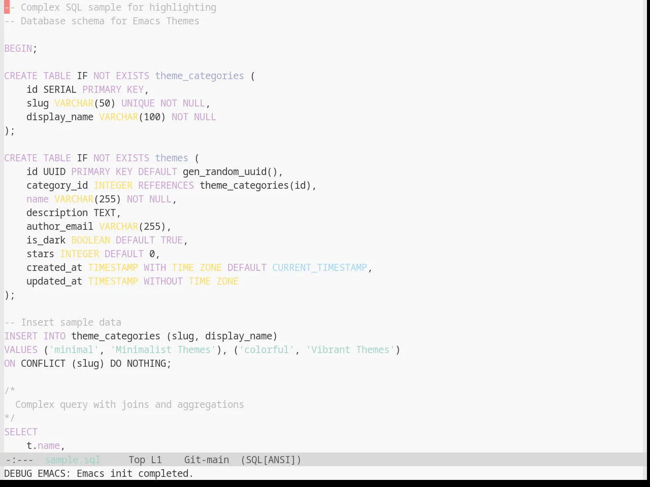 Base16 Sagelight Theme in sql-mode