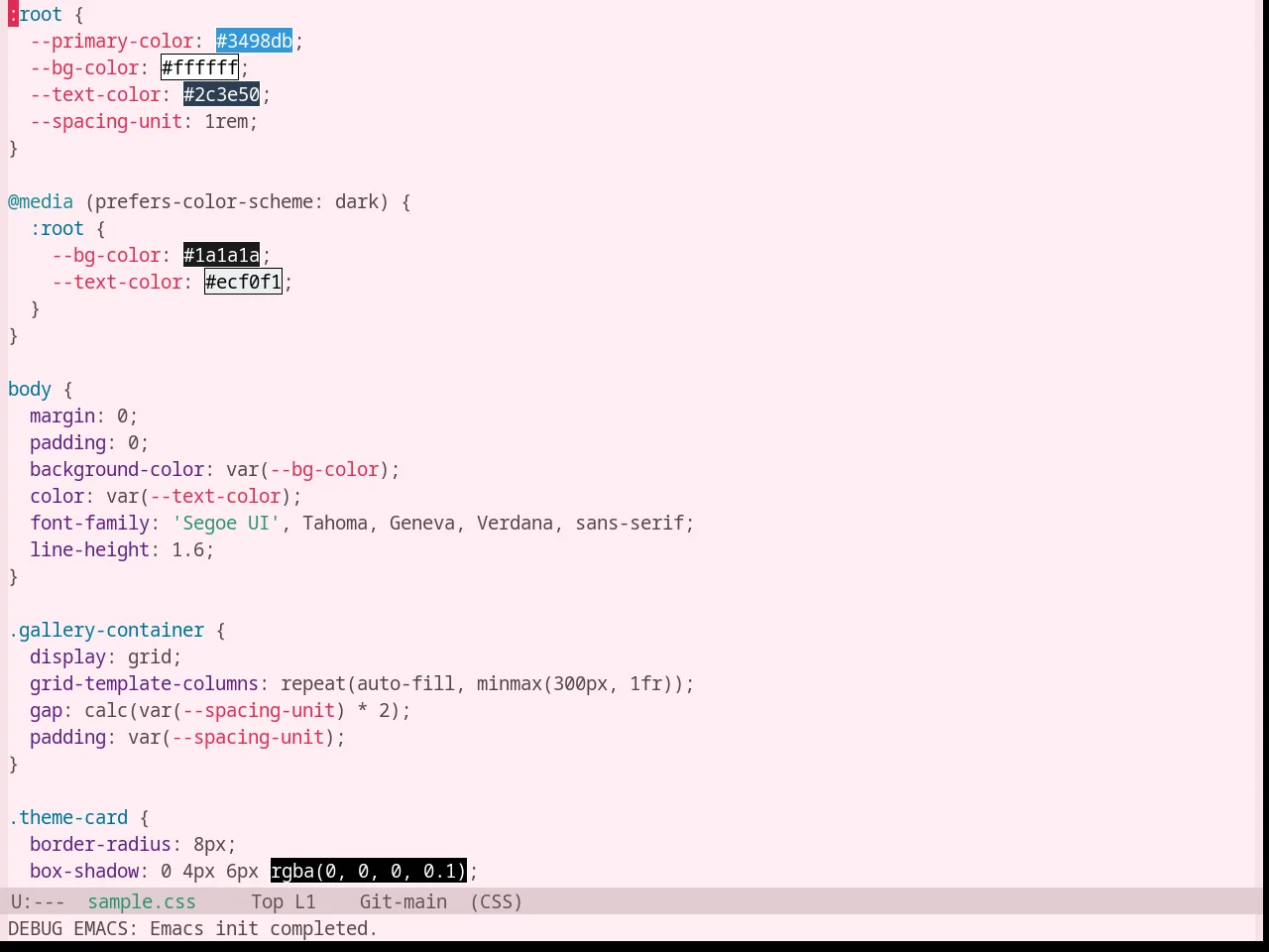 Base16 Sakura Theme in css-mode