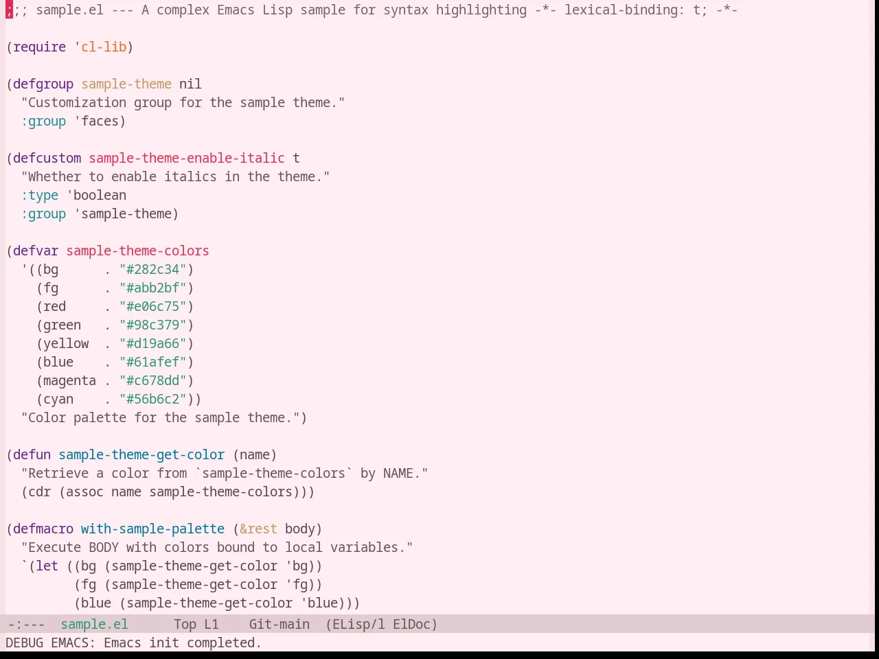 Base16 Sakura Theme in emacs-lisp-mode