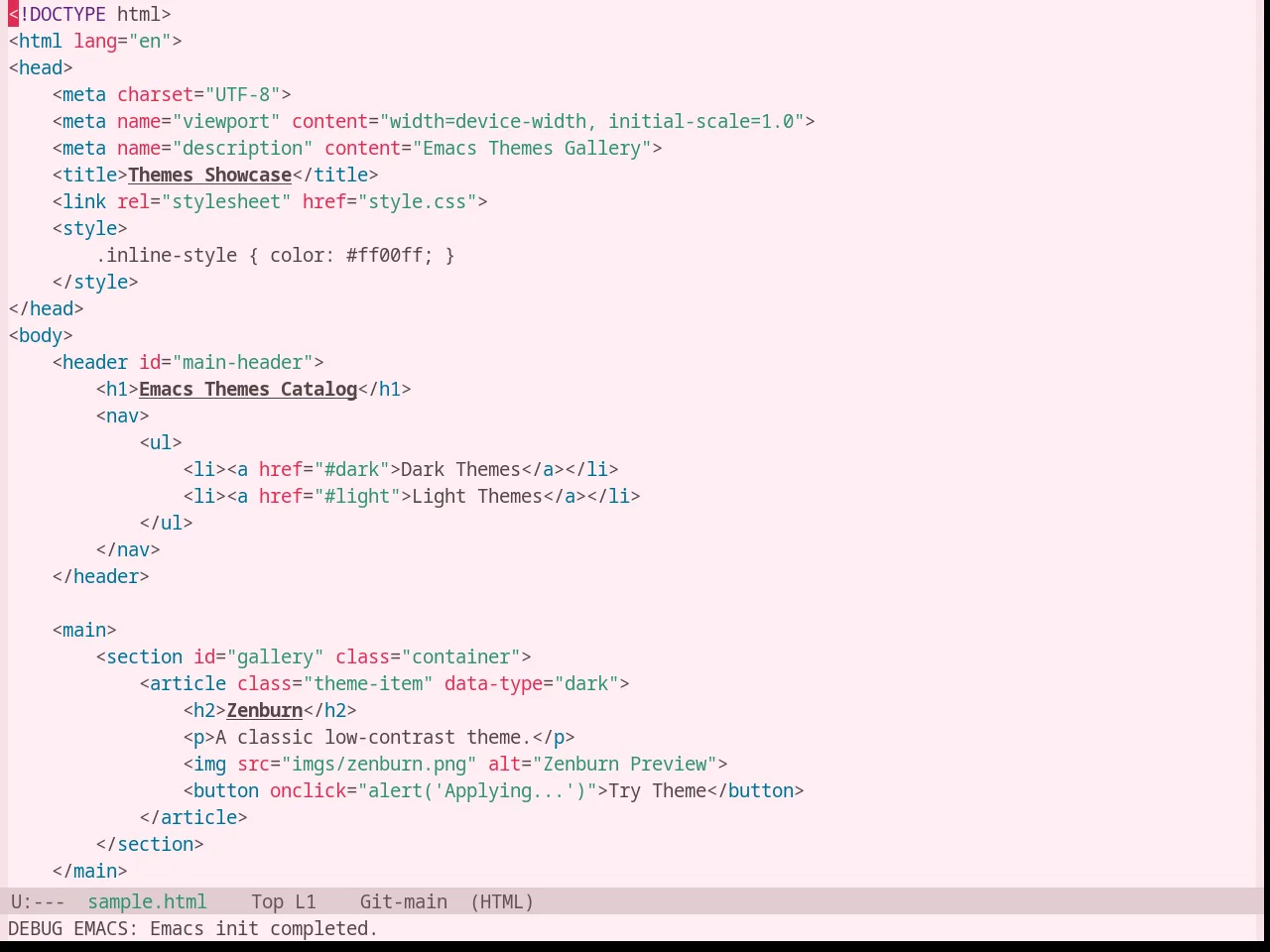 Base16 Sakura Theme in html-mode