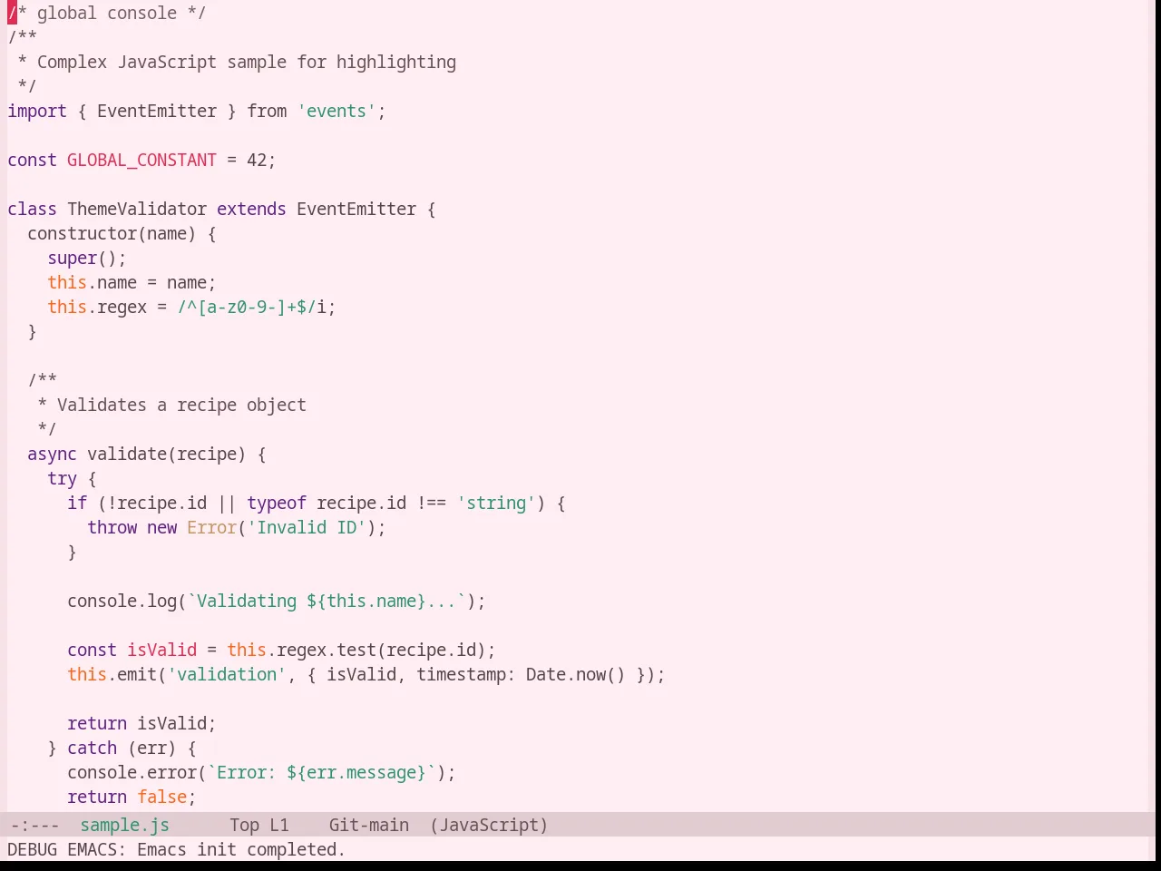 Base16 Sakura Theme in javascript-mode